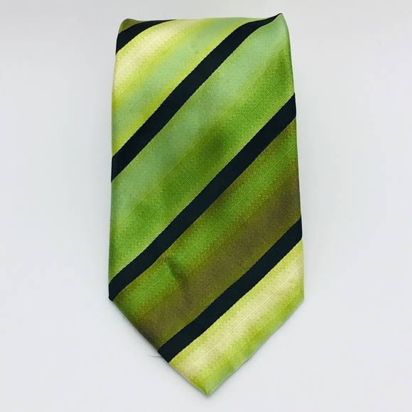 Alfani Mens Krome Silk Blend Striped Neck Tie Black Gray One Size main image 1